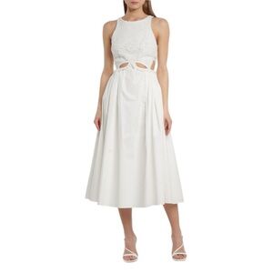 SELF-PORTRAIT - NWT Lace Trimmed Cut-Out Cotton Maxi Dress Sz 8